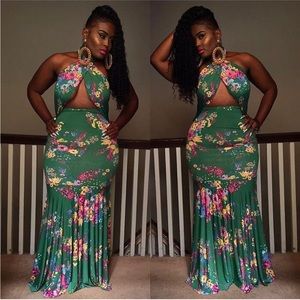 💐 Floral Halter Mermaid Dress 💐